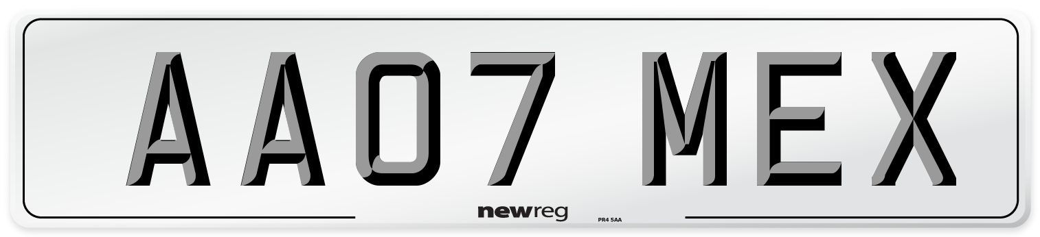 AA07 MEX Number Plate from New Reg